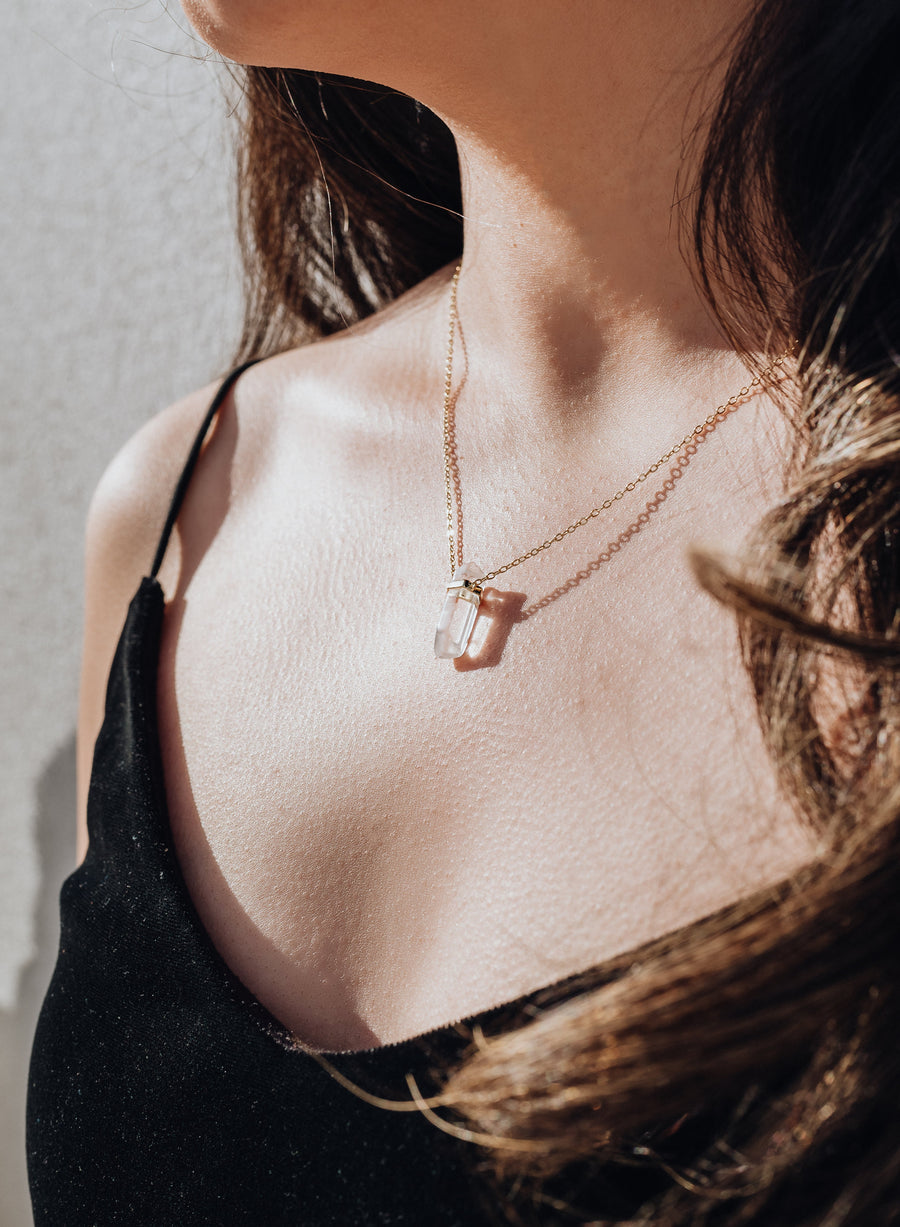 Clear quartz sterling silver necklace