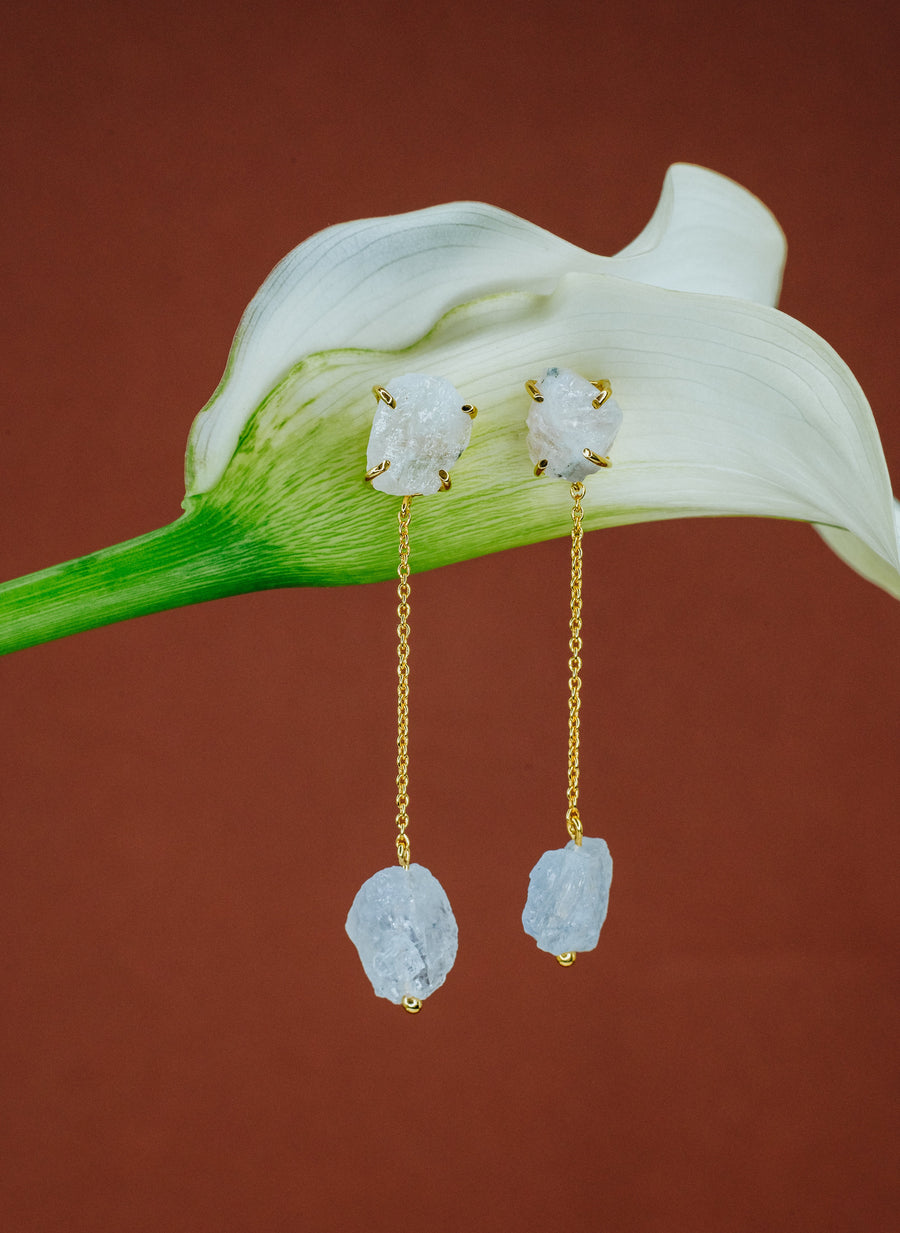 Boucles d'oreilles tombantes en pierre de lune