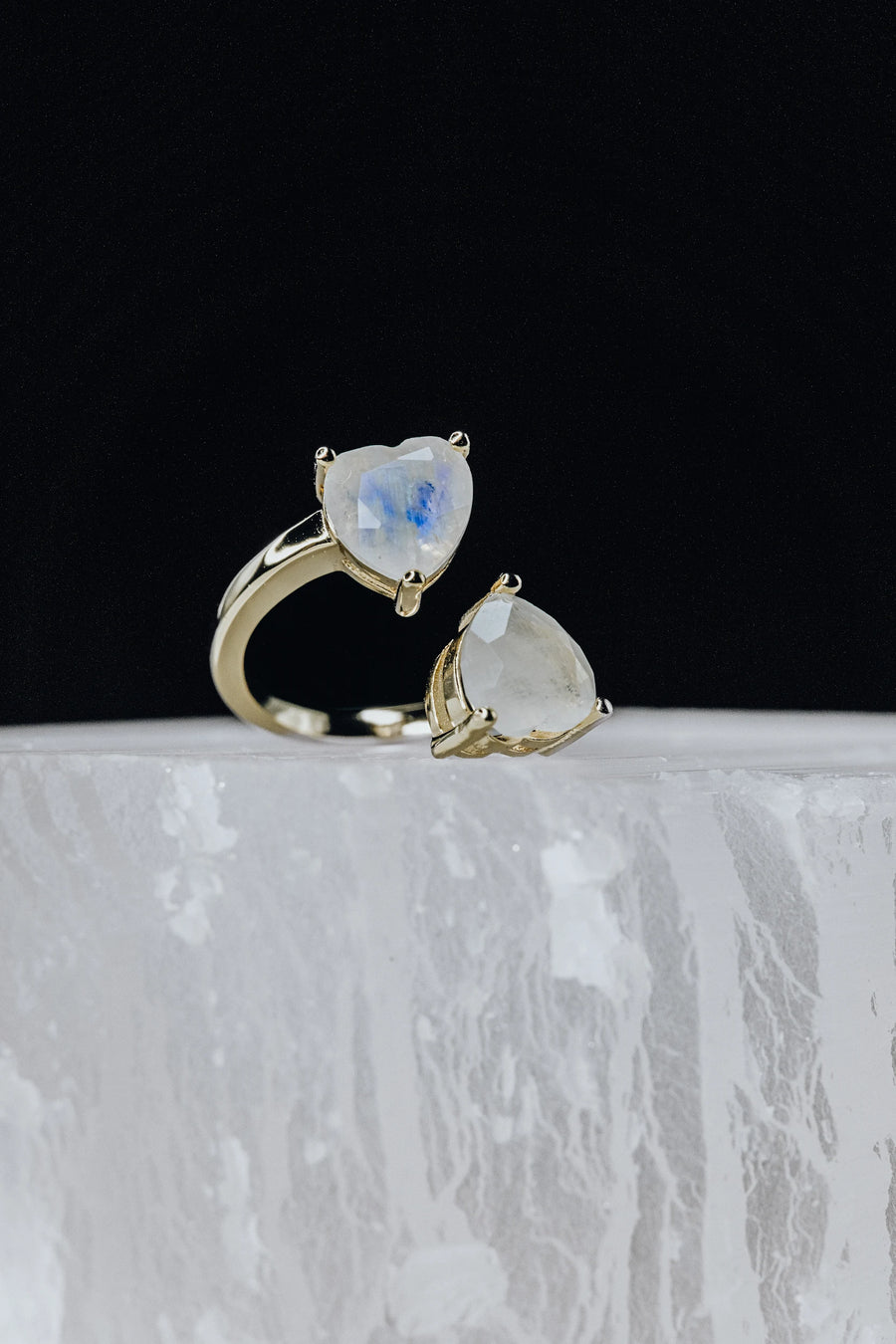 Moonstone heart 14K ring