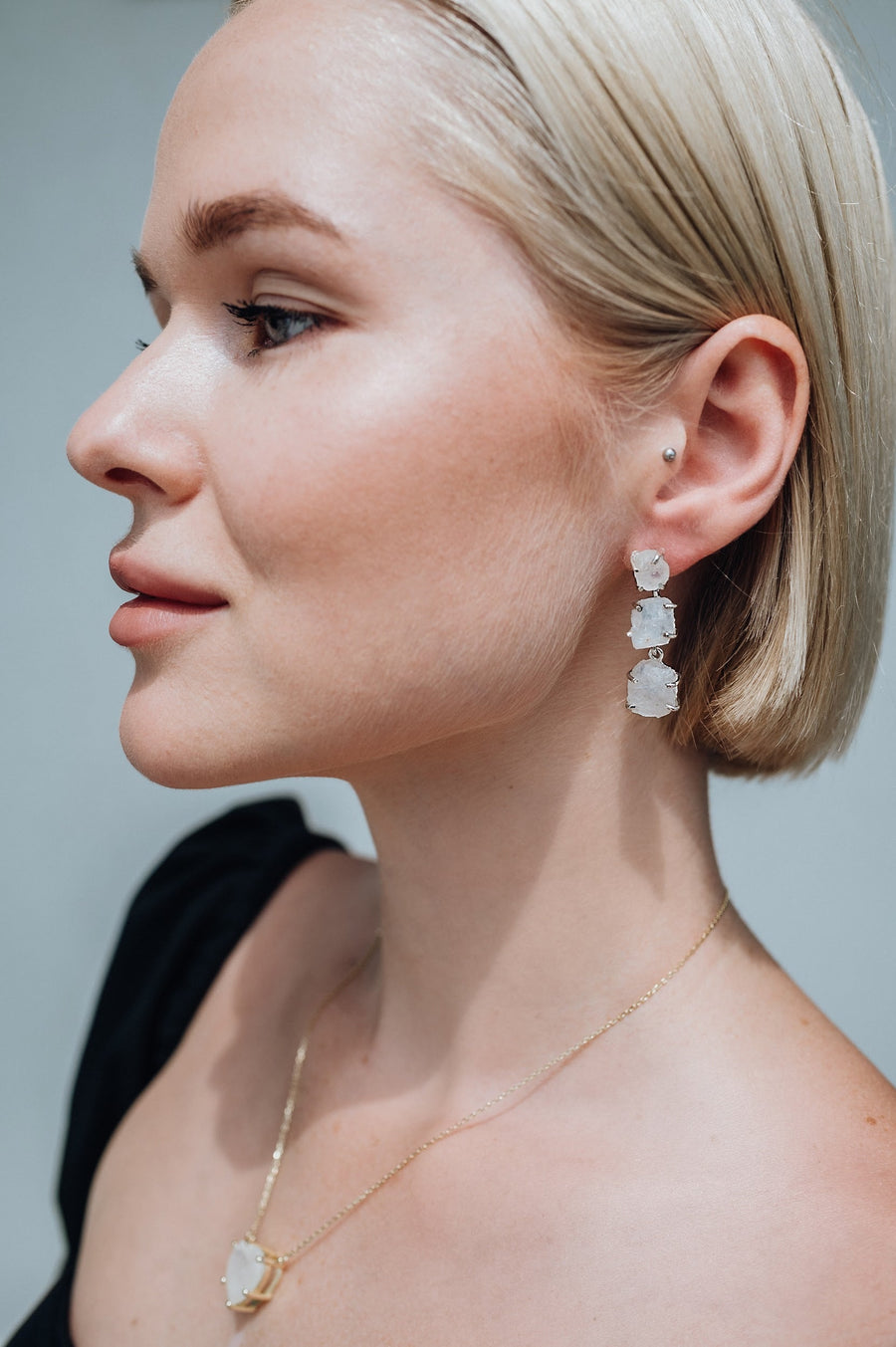 Boucles d'oreilles triples en pierre de lune