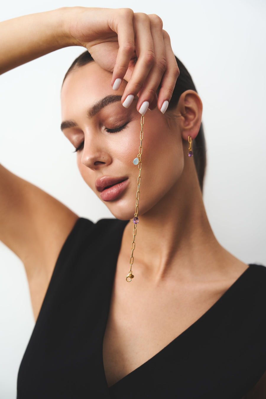 Bracelet PAIX 18K (Améthyste + Aigue-marine)