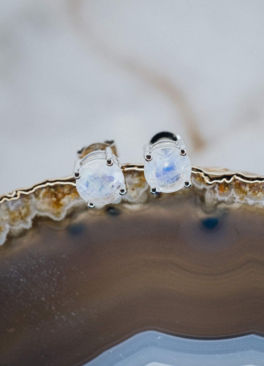 Boucles d'oreilles rondes en pierre de lune