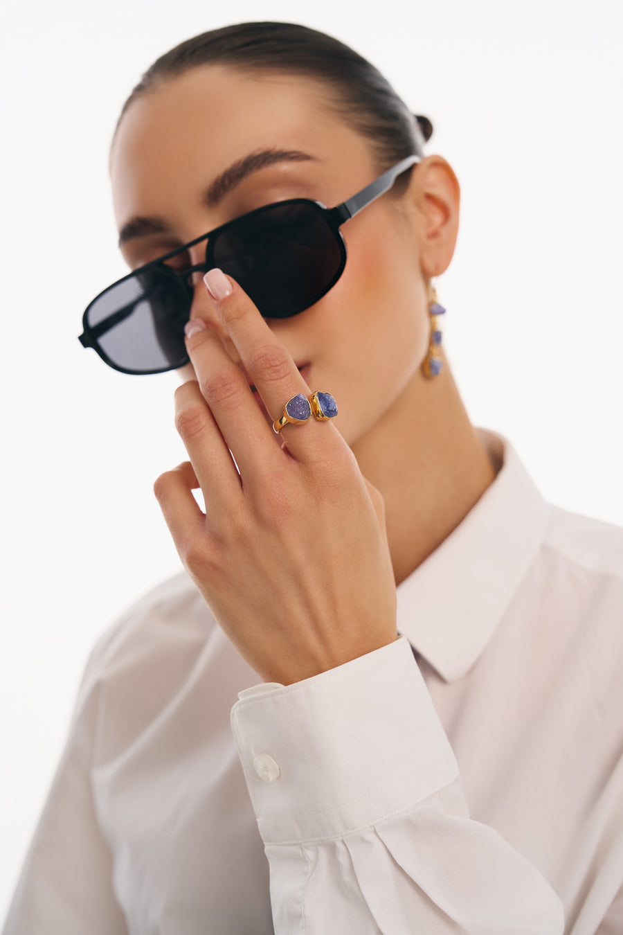 Tanzanite double 18K gold plated ring
