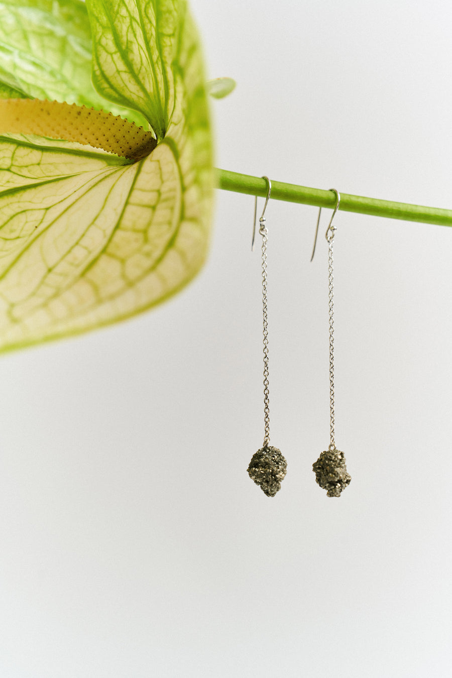 Pyrite drop hook earrings