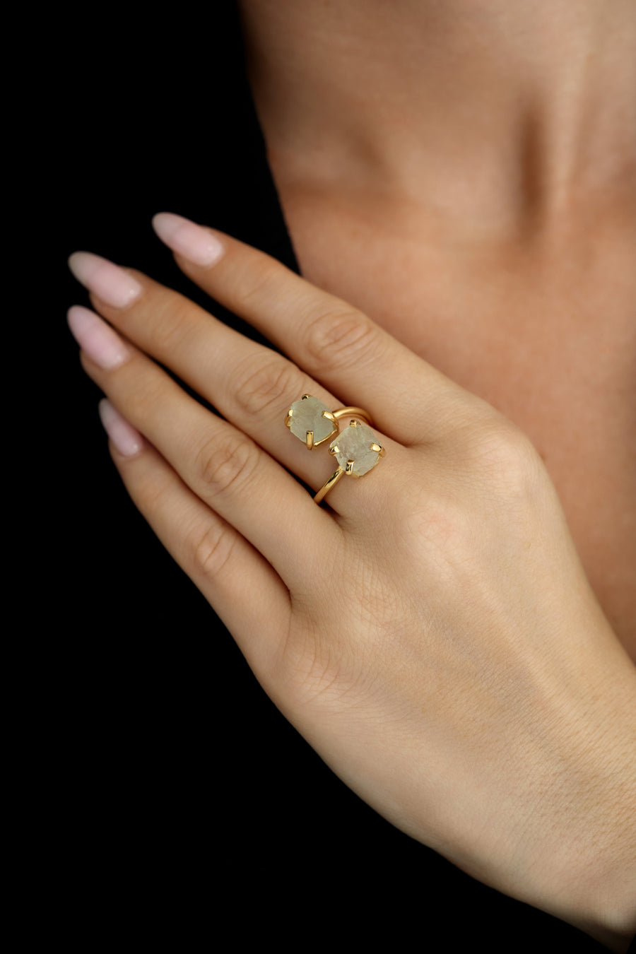 Bague double en aigue-marine 18K
