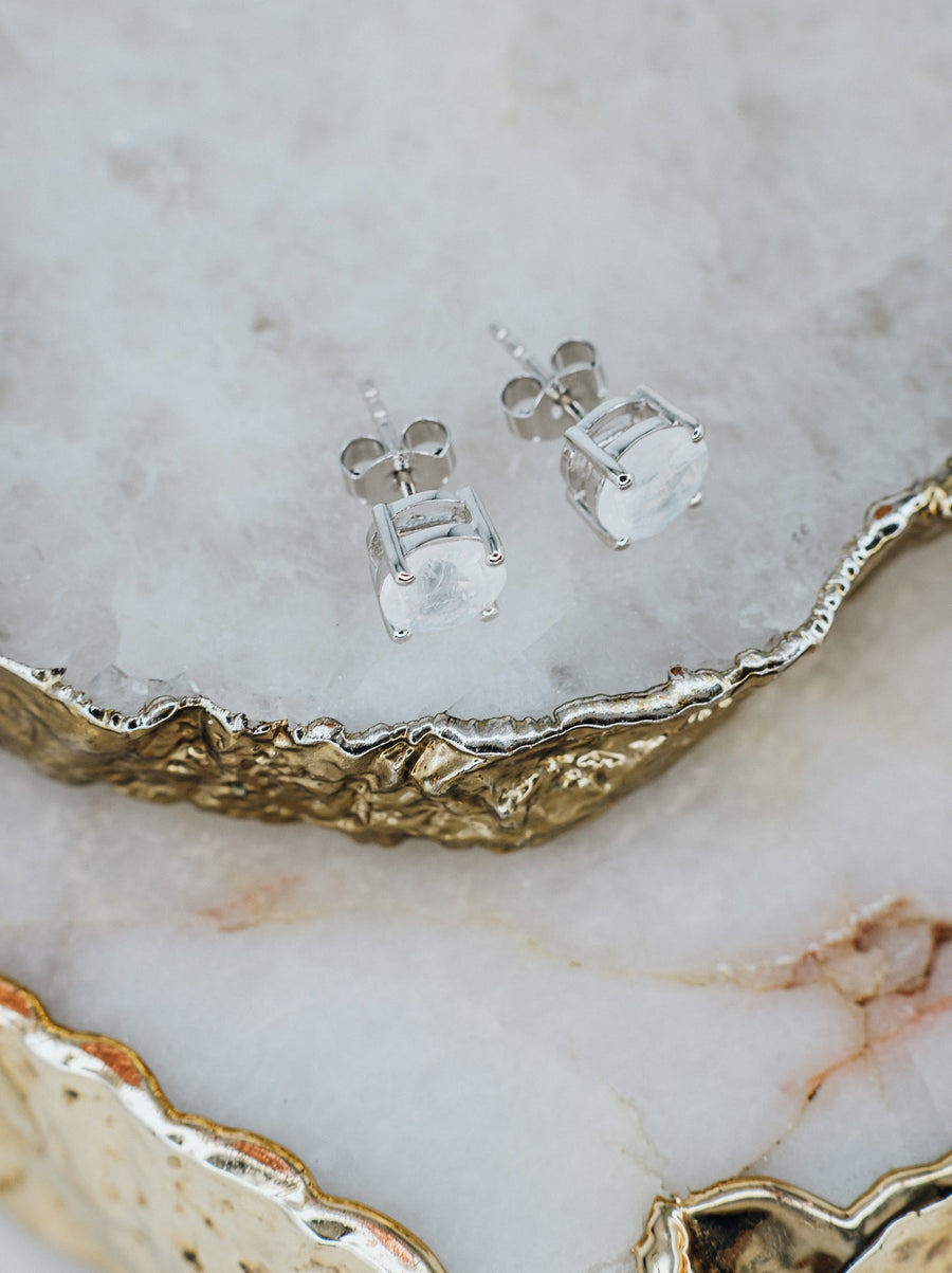 Boucles d'oreilles rondes en pierre de lune