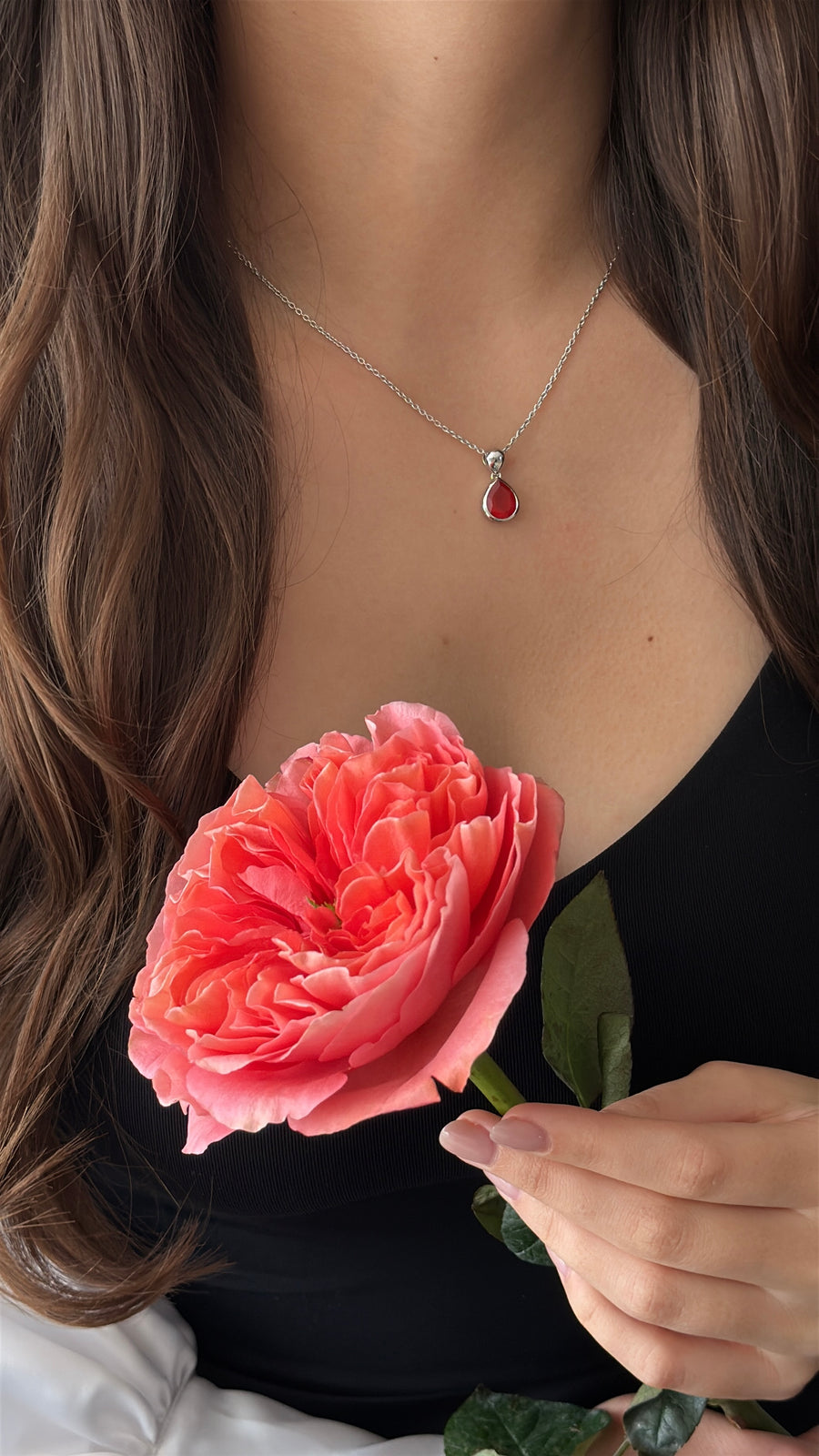Carnelian teardrop necklace