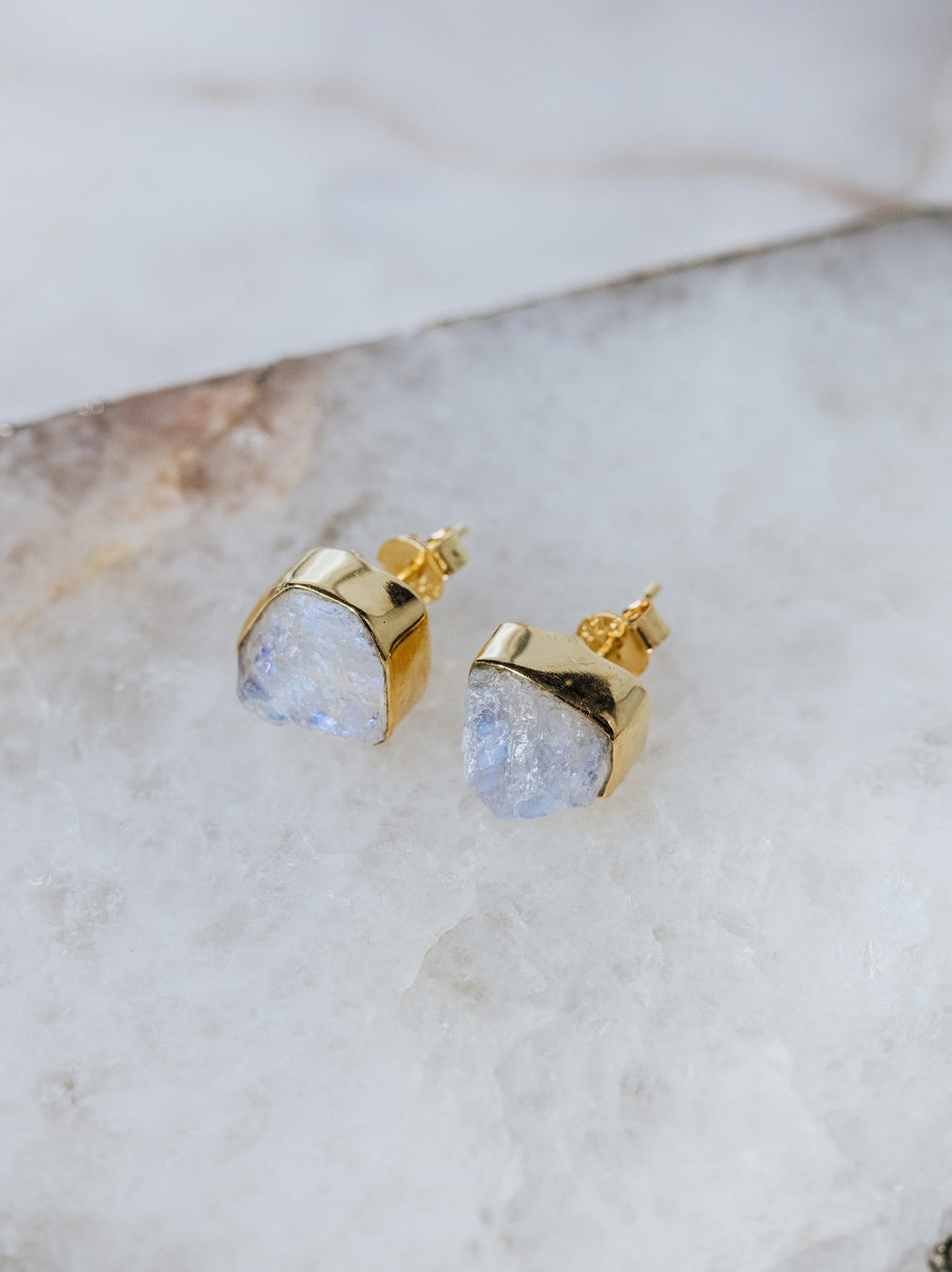 Moonstone 18K stud earrings