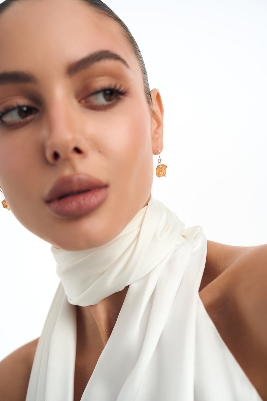 Citrine raw hook earrings