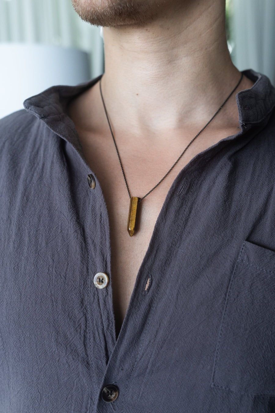 Collier à pointes en œil de tigre