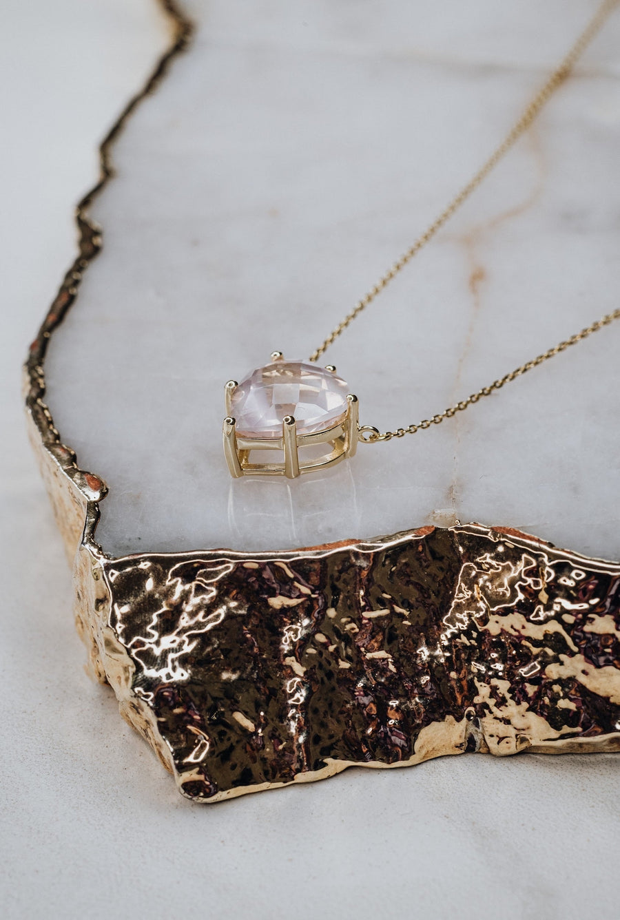 Rose quartz heart necklace