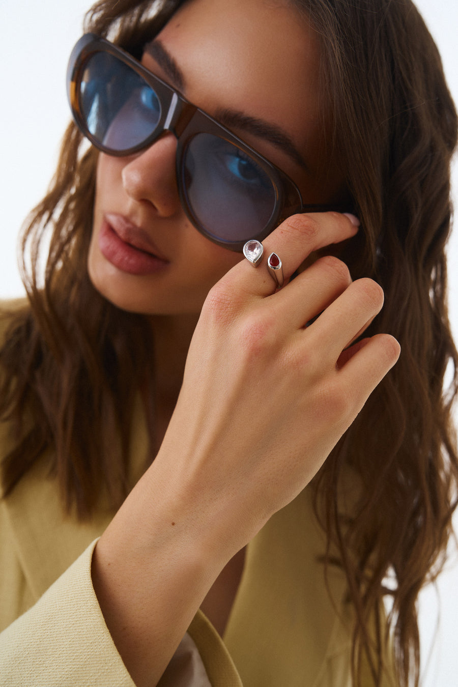 Carnelian + Rose quartz Glow Up adjustable ring