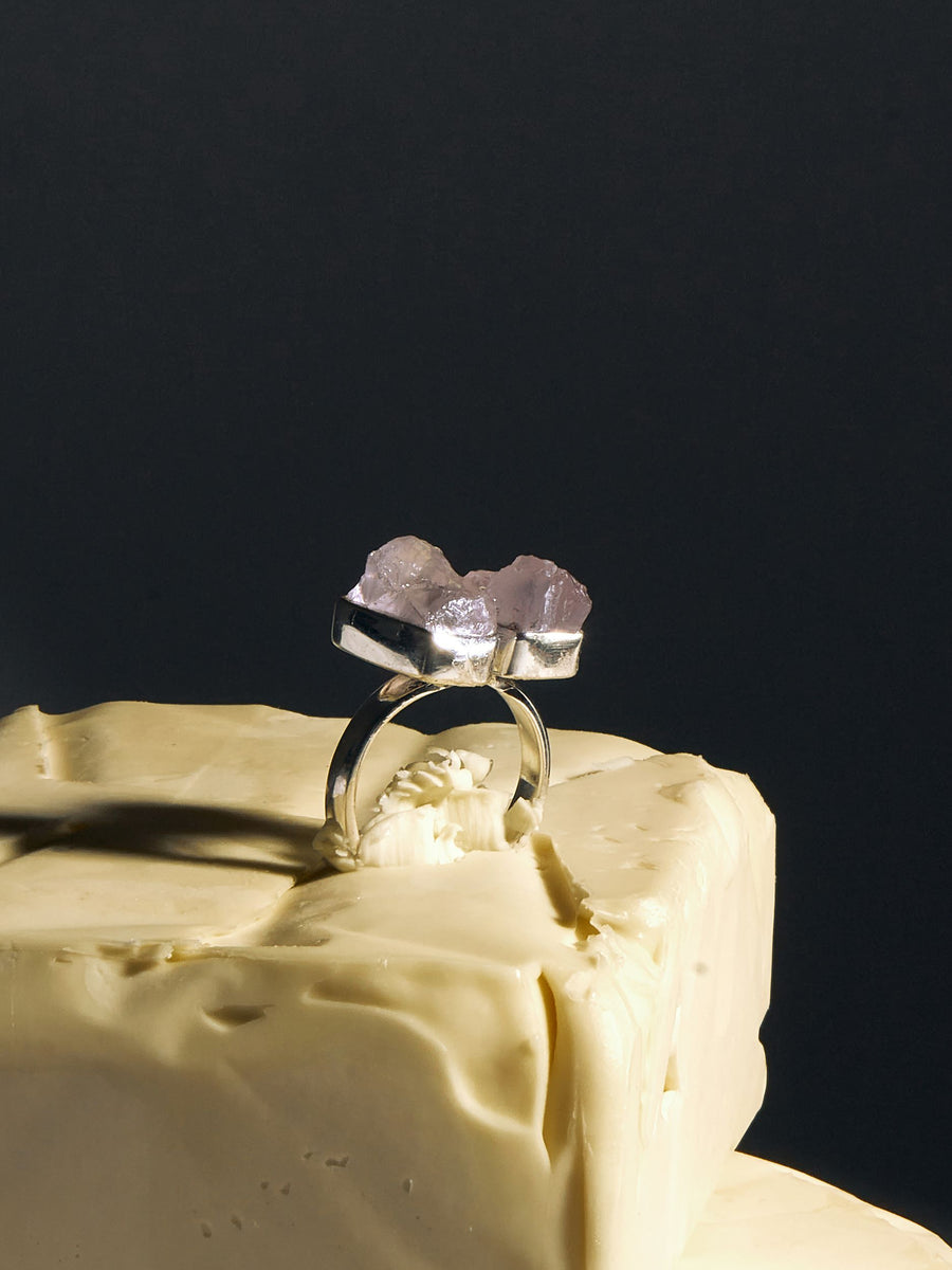 Bague double en Argent et en Quartz Rose