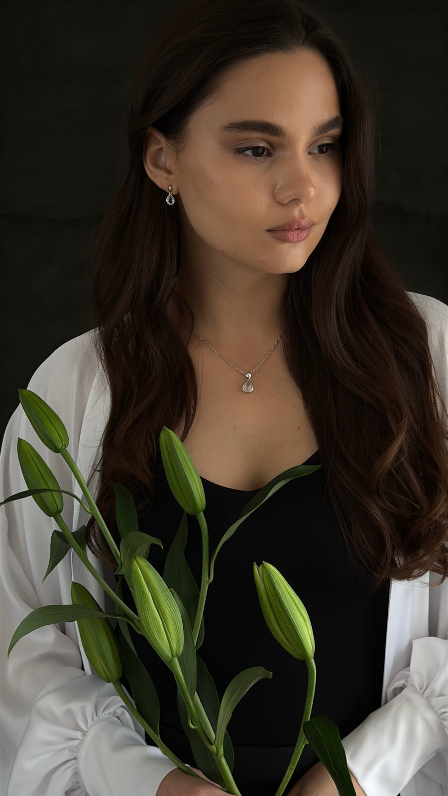 Rose quartz teardrop necklace