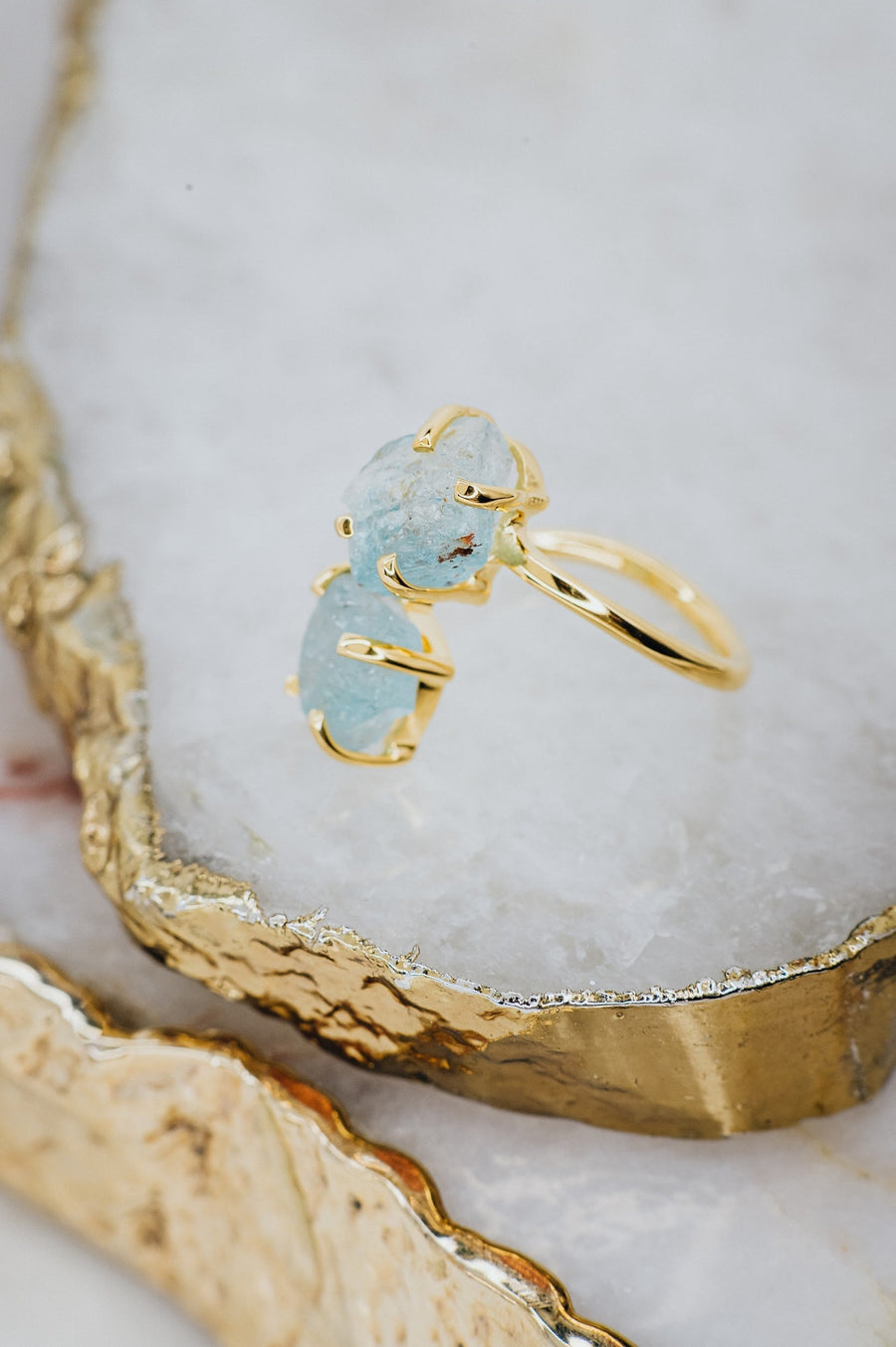 Bague double en aigue-marine 18K