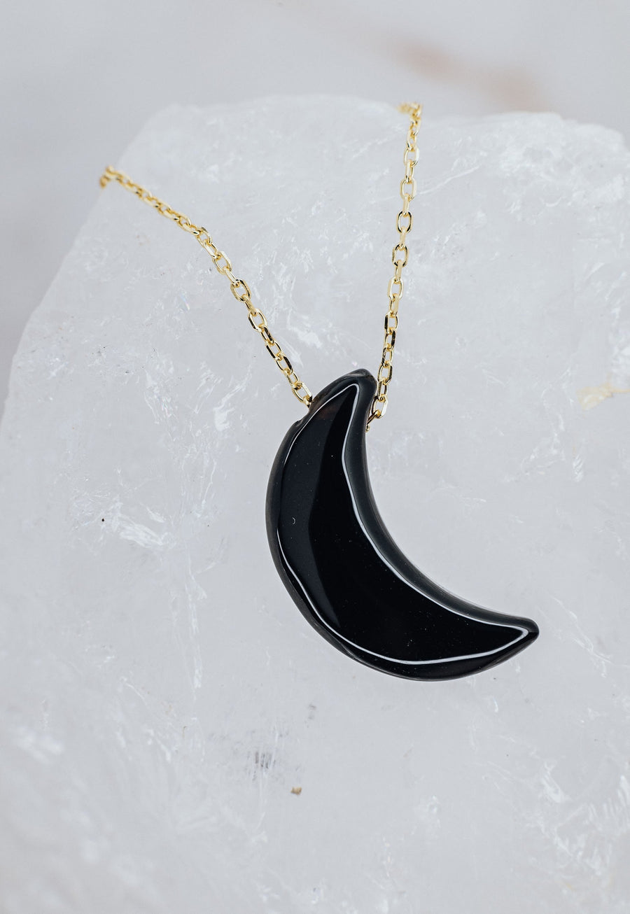 Collier lune en onyx noir