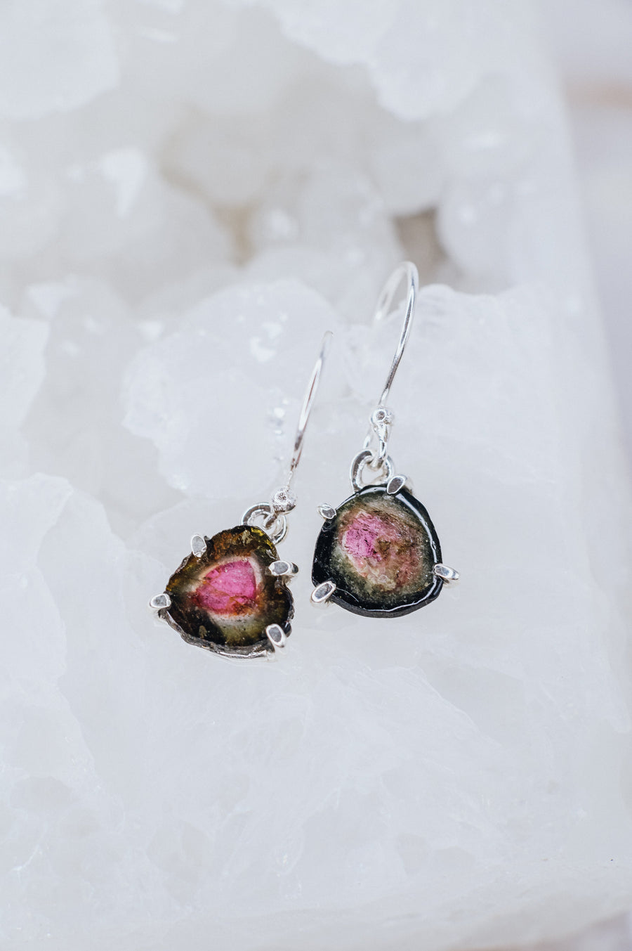 Boucles d'oreilles en tourmaline pastèque
