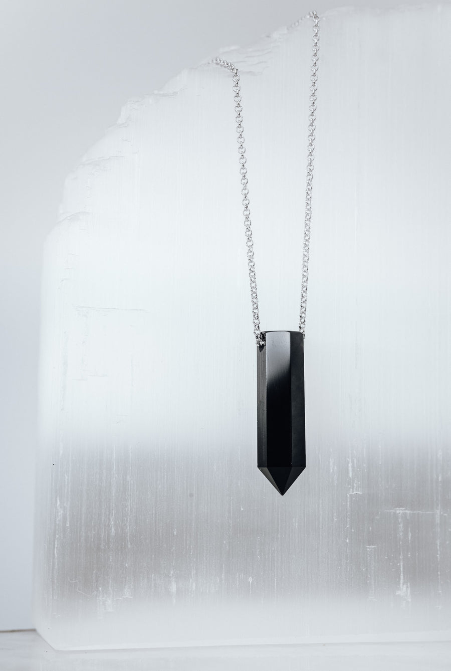 Black onyx silver point necklace