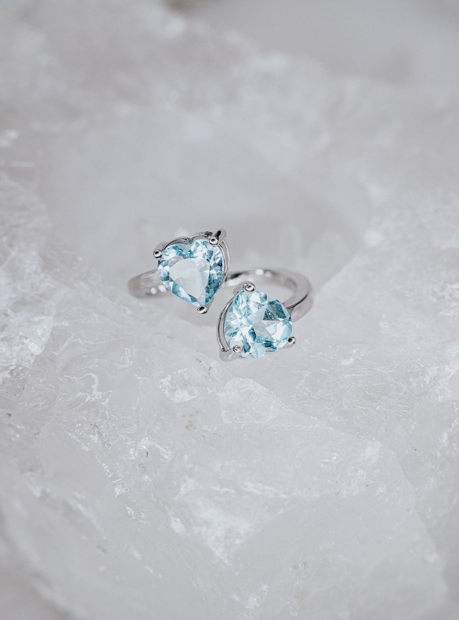 Blue topaz heart ring
