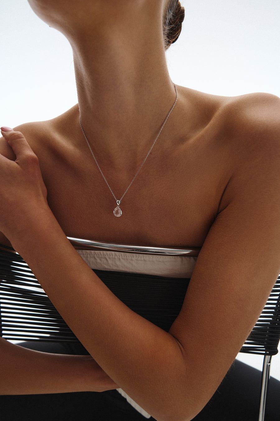 Rose quartz teardrop necklace