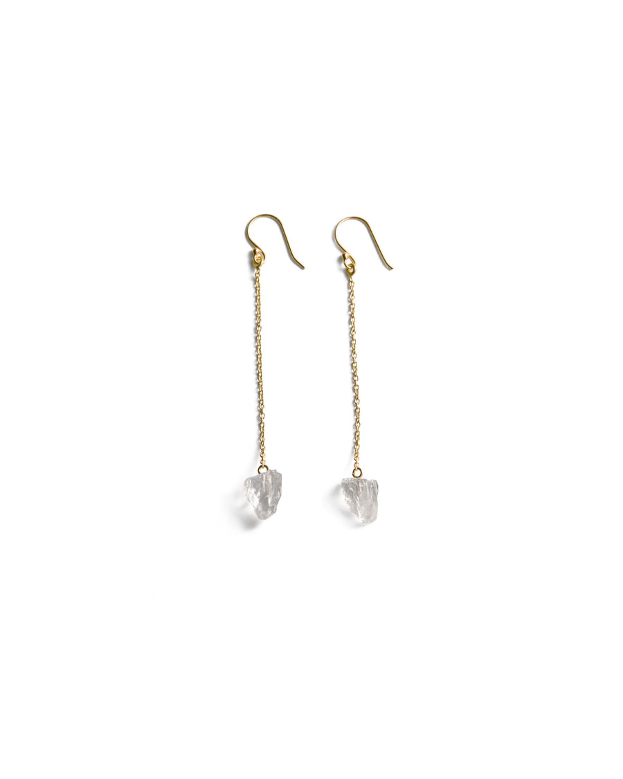 Clear quartz drop hook 18K earrings