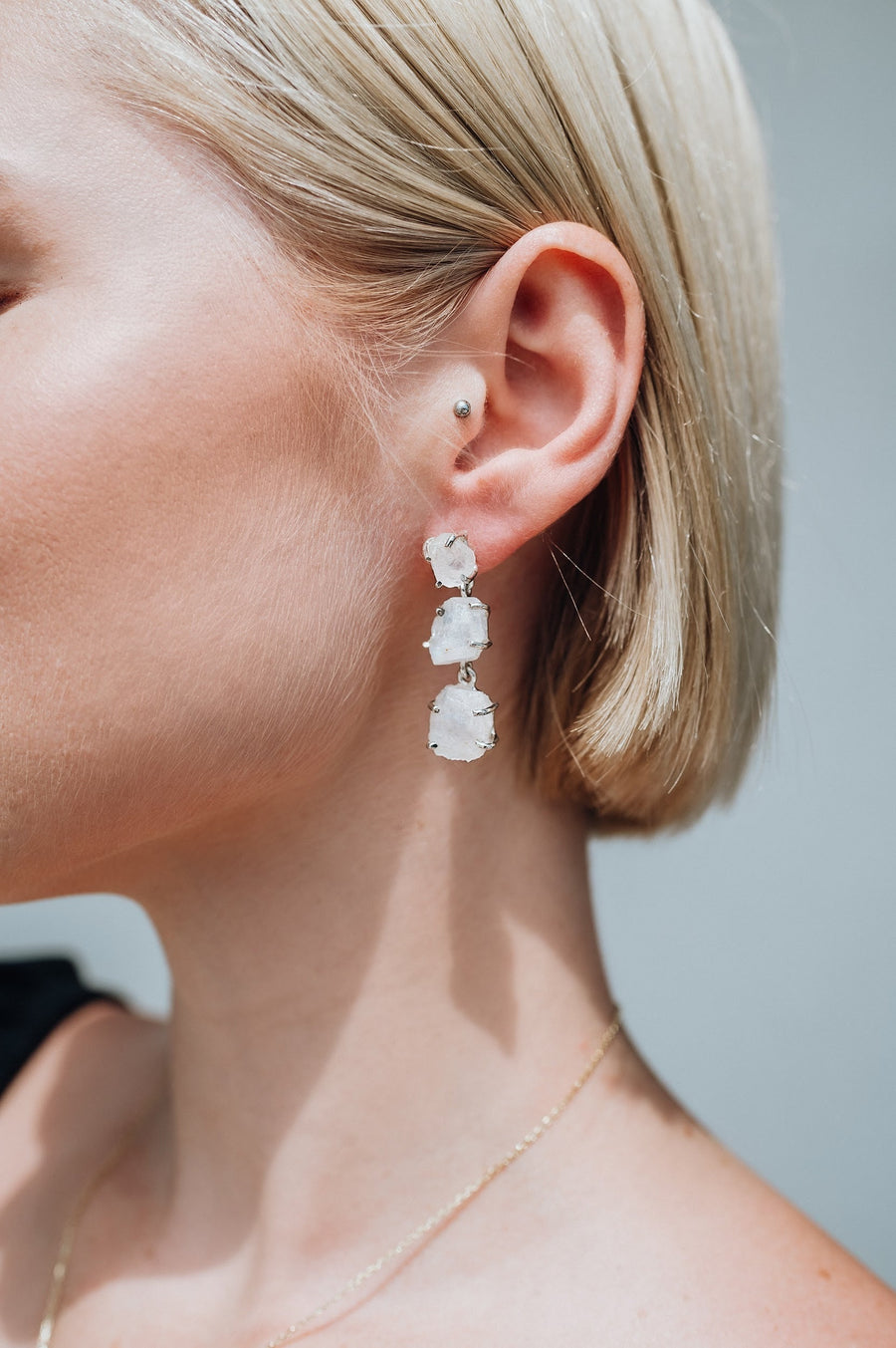 Boucles d'oreilles triples en pierre de lune