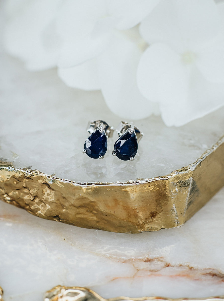 Teardrop sapphire stud earrings
