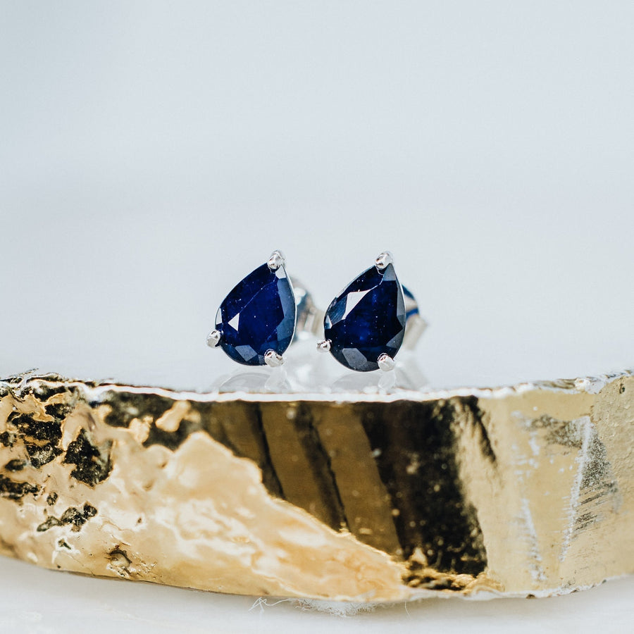 Teardrop sapphire stud earrings