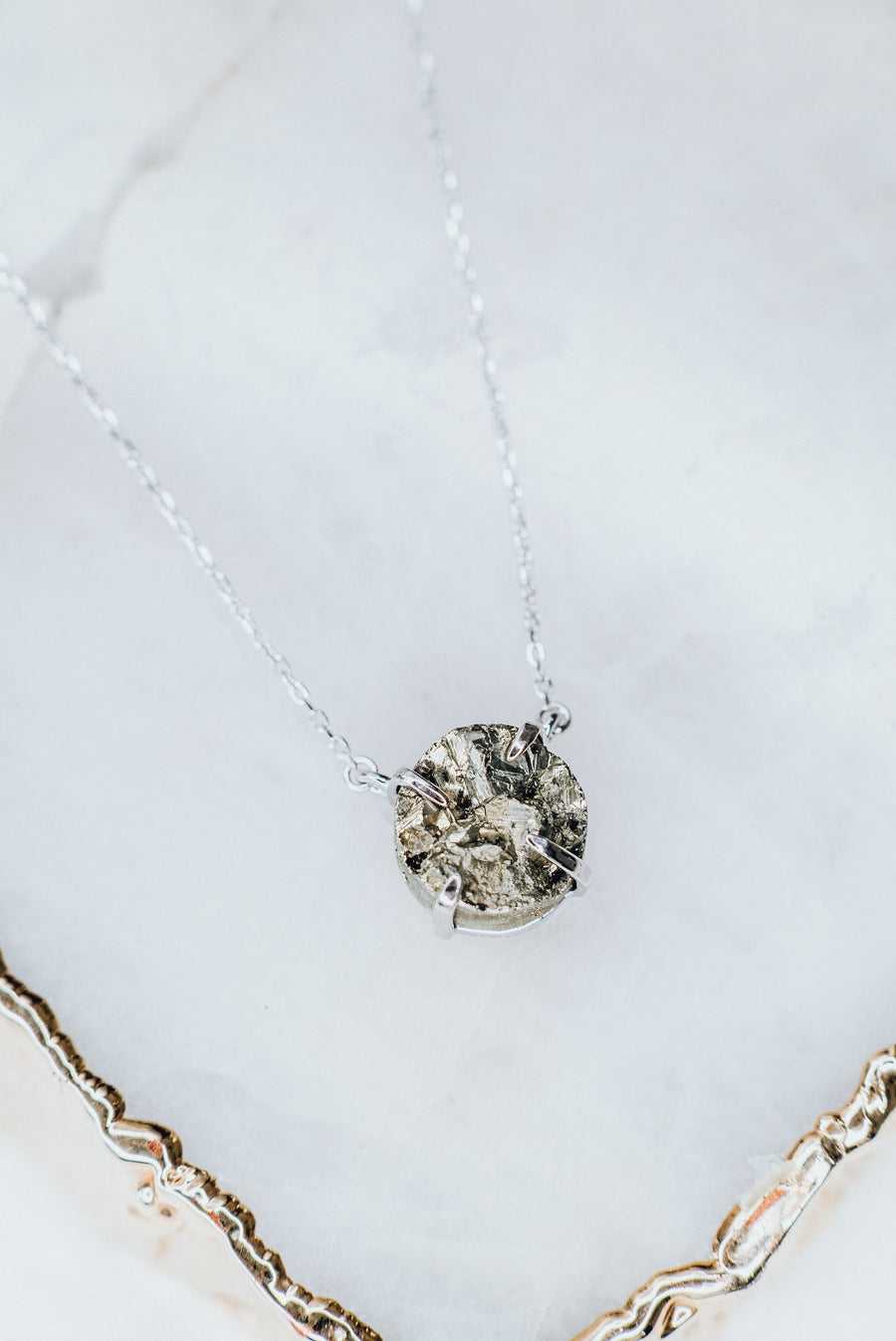 Pyrite silver necklace