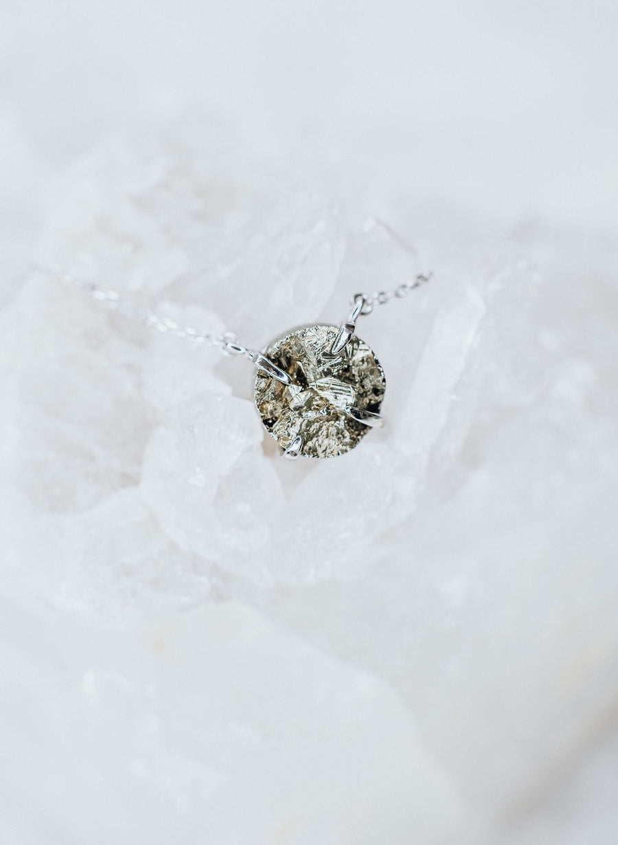 Pyrite silver necklace
