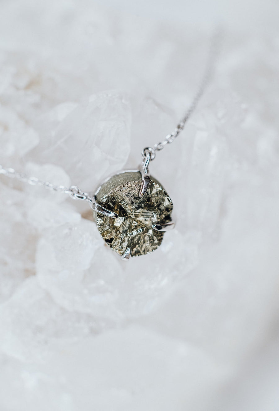 Pyrite silver necklace