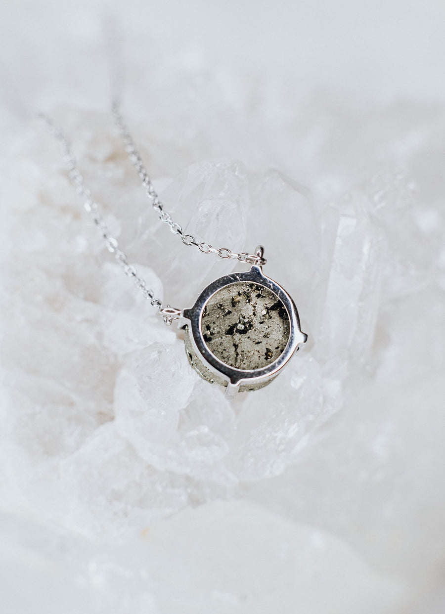 Pyrite silver necklace