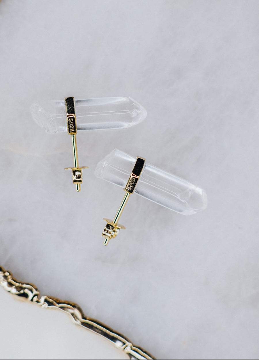 Boucles d’oreilles en argent sterling avec quartz clair