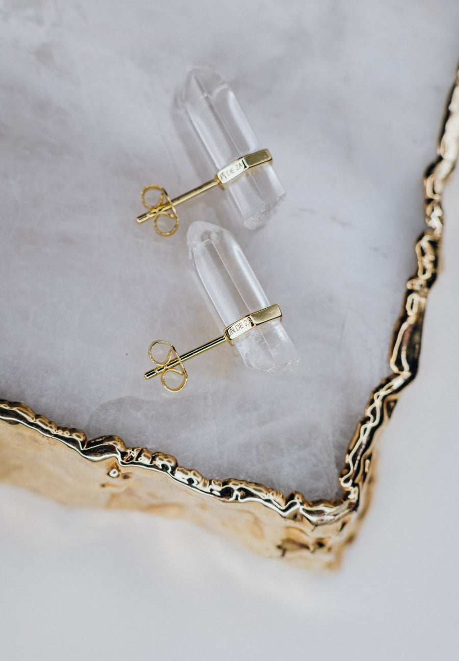 Boucles d’oreilles en argent sterling avec quartz clair