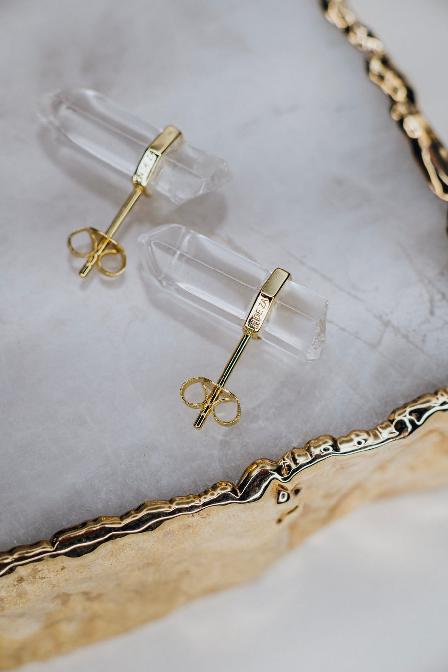 Boucles d’oreilles en argent sterling avec quartz clair