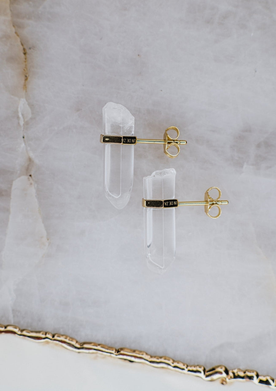 Boucles d’oreilles en argent sterling avec quartz clair