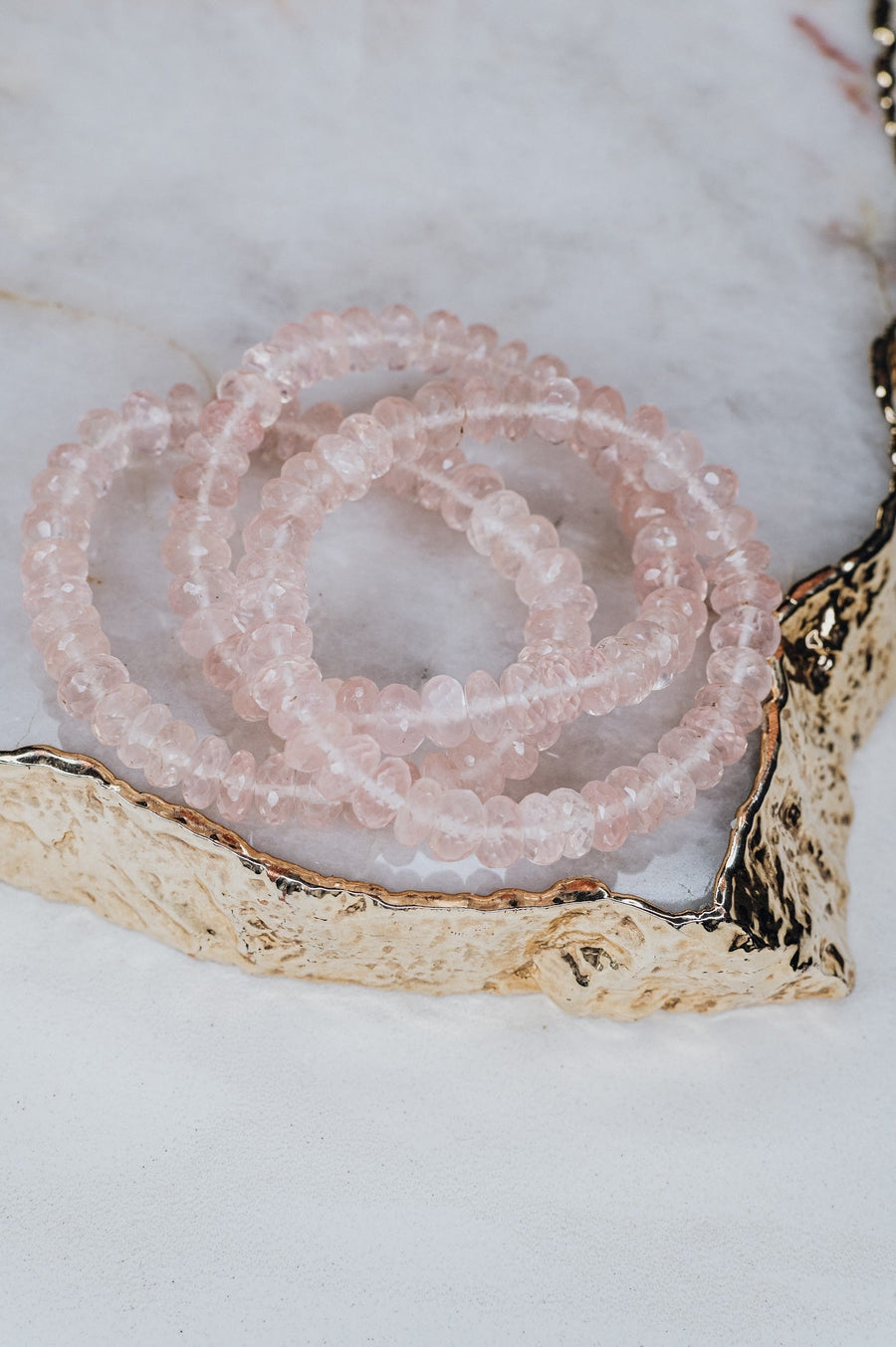 Bracelet à facettes en quartz rose