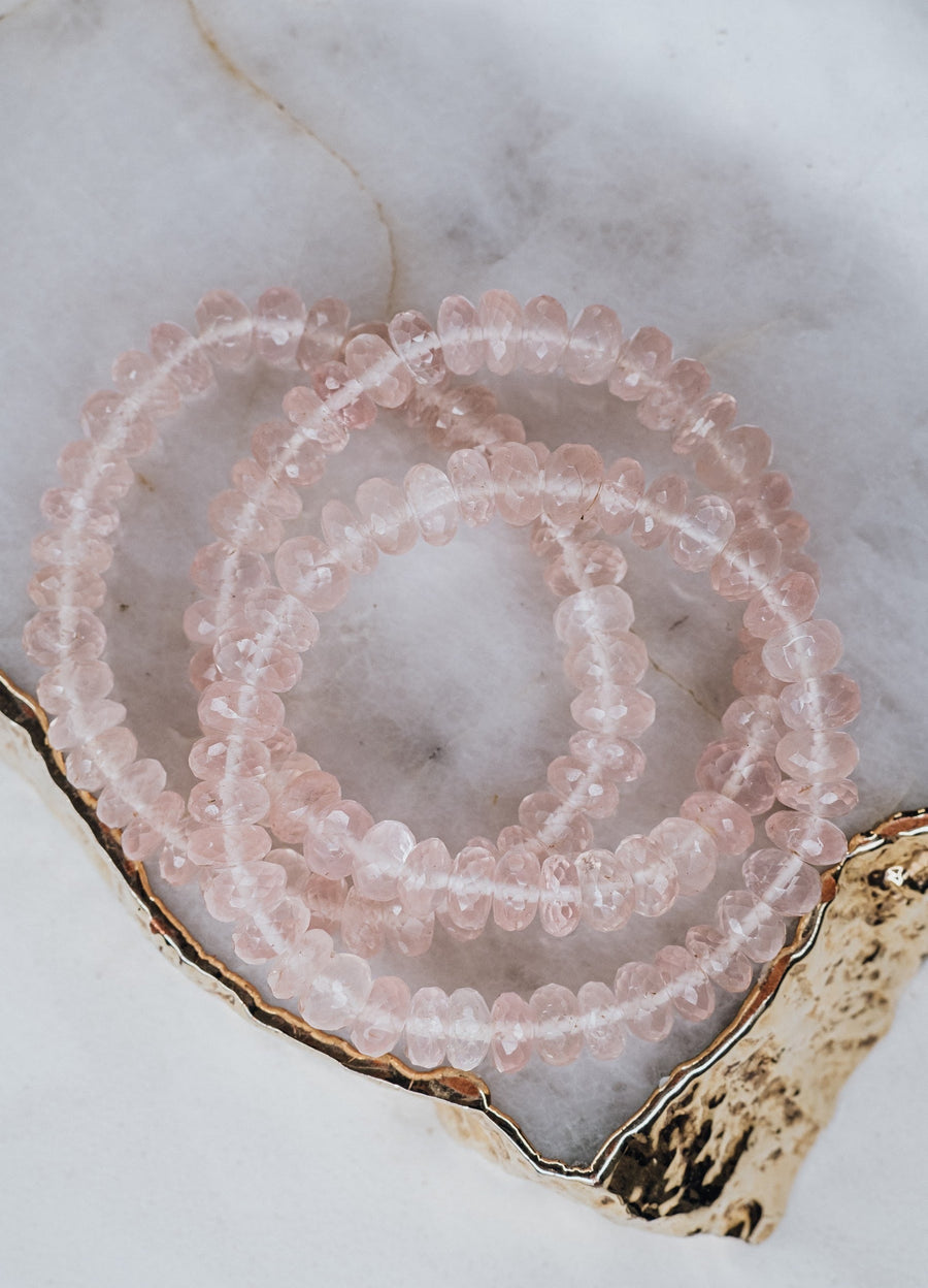 Bracelet à facettes en quartz rose