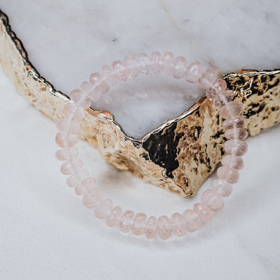 Bracelet à facettes en quartz rose