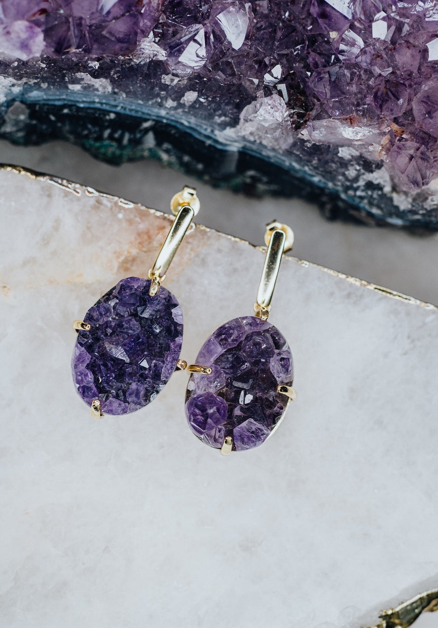 Amethyst silver earrings