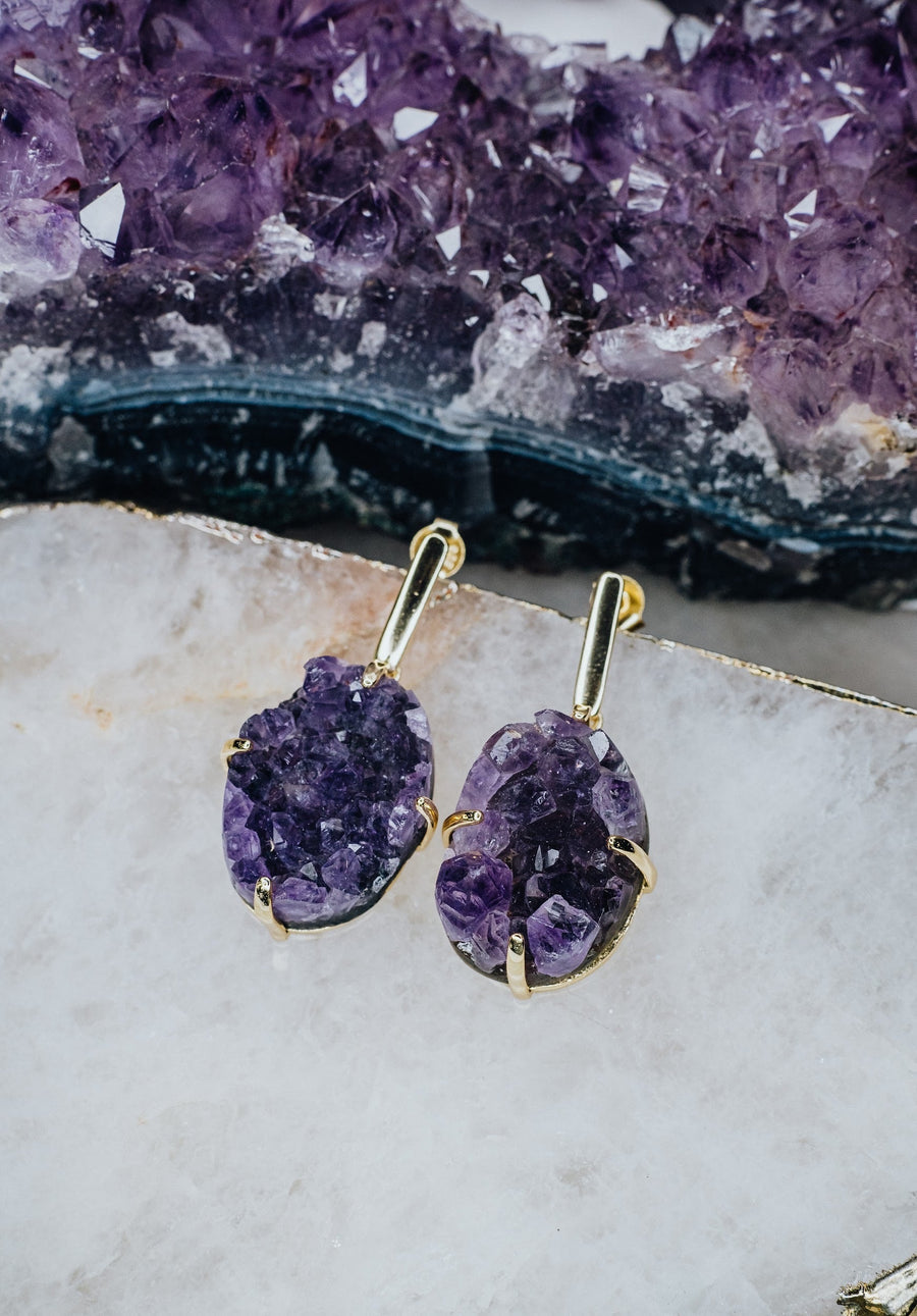 Amethyst silver earrings