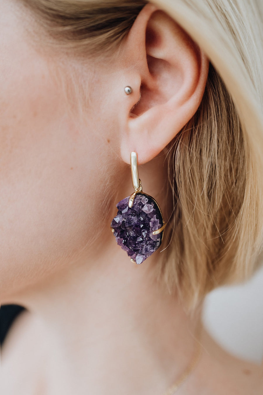 Amethyst silver earrings