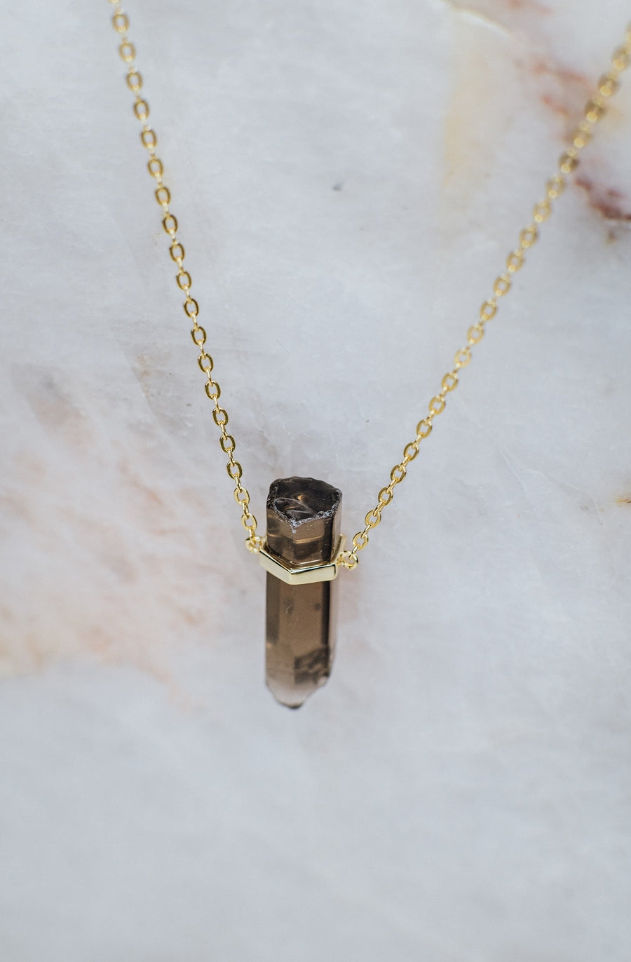 Collier de quartz fumé en argent sterling