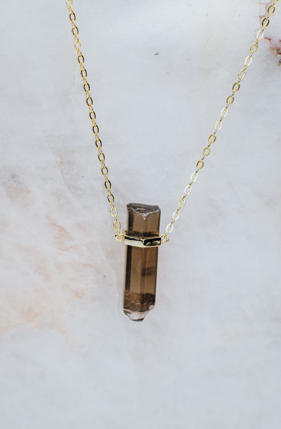 Collier de quartz fumé en argent sterling