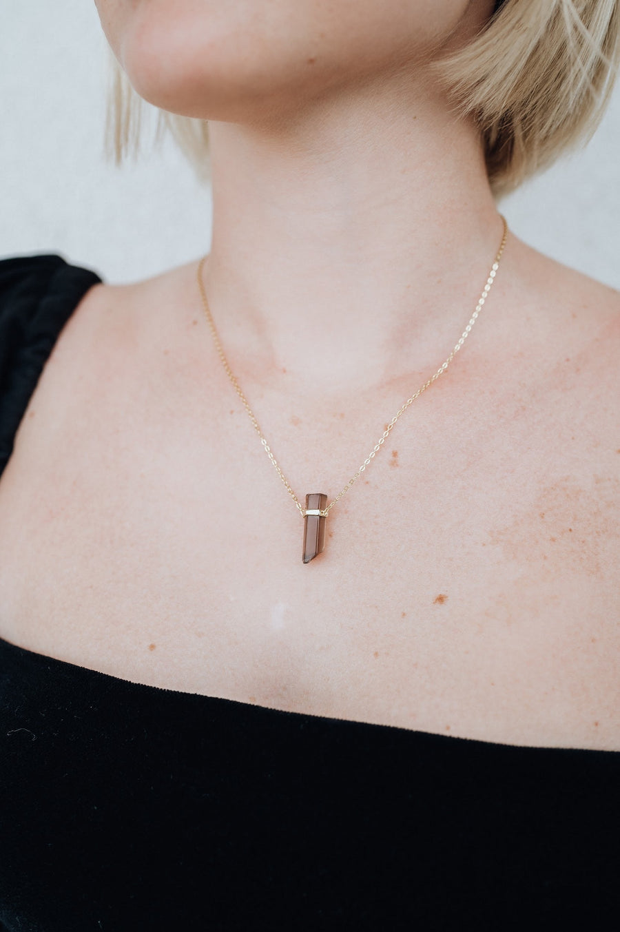 Collier de quartz fumé en argent sterling