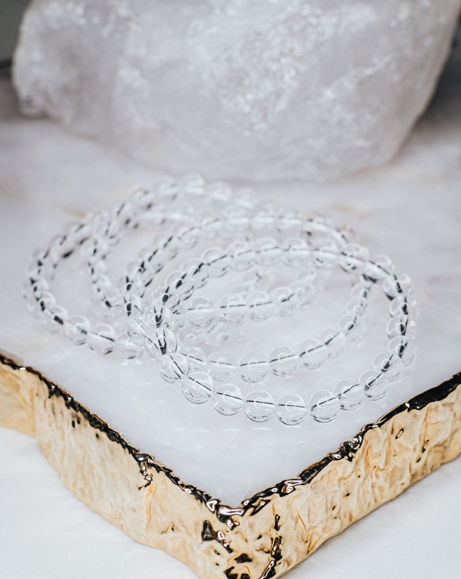 Bracelet en perles de quartz clair