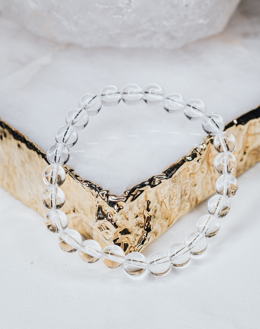 Bracelet en perles de quartz clair