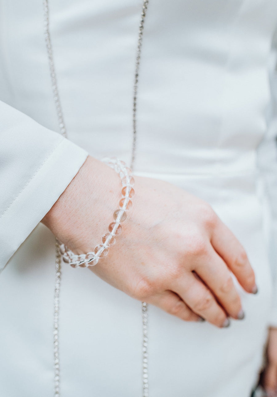 Bracelet en perles de quartz clair