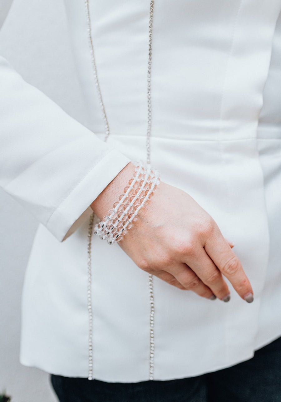Bracelet en perles de quartz clair