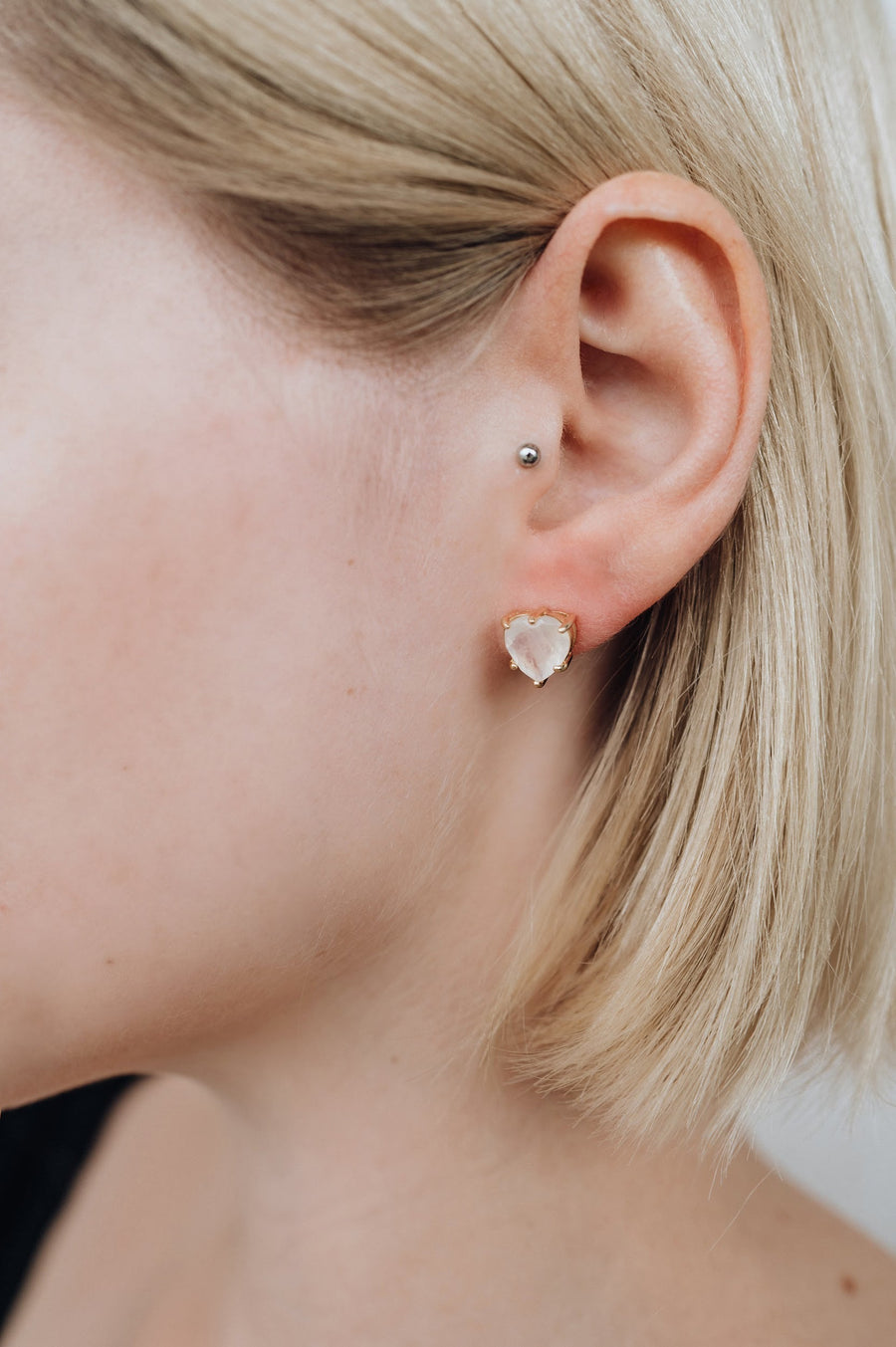 Boucles d'oreilles cœur en pierre de lune